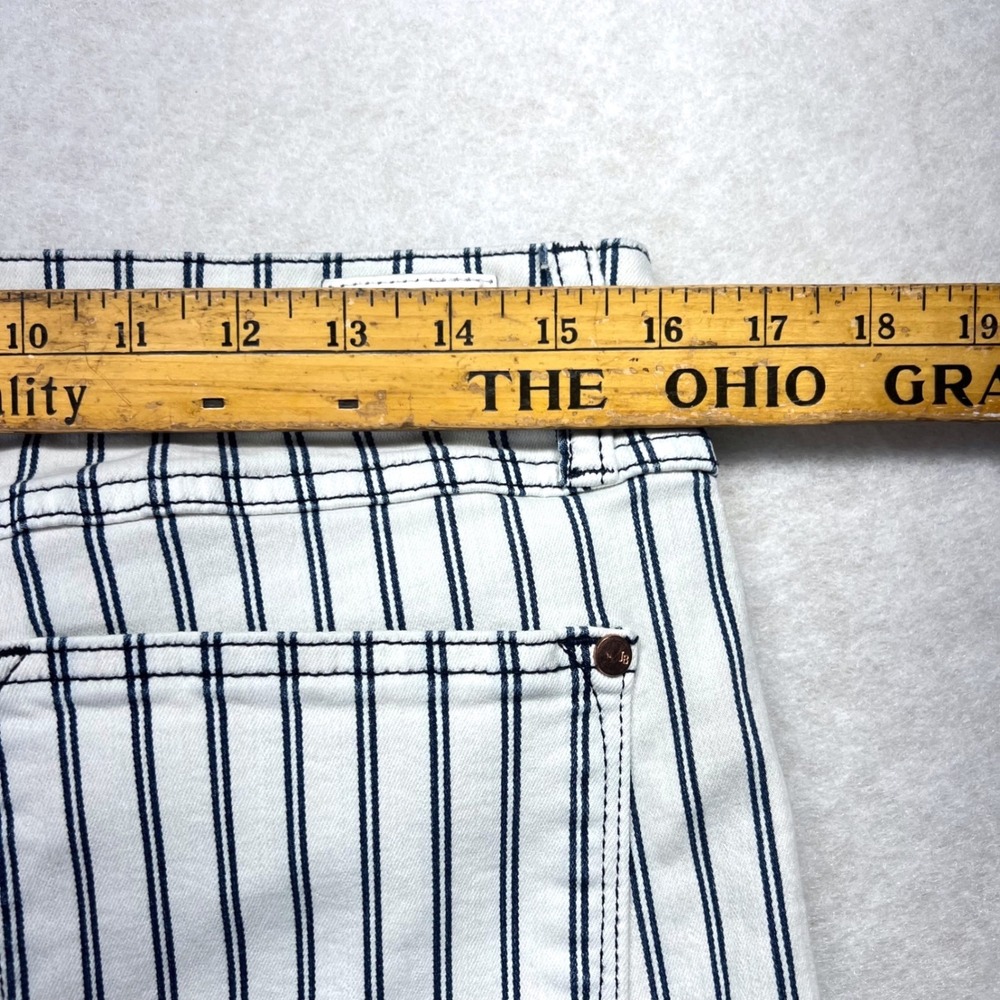 Judy Blue Super Flare Jeans Womens 15/32 White Navy Striped High Rise Western - Picture 13 of 16